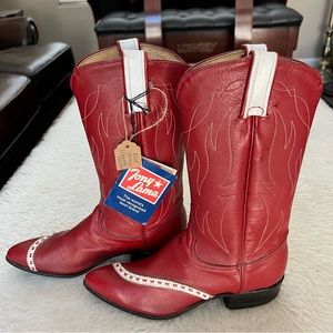 Tony Lama Red and White Winter Boots